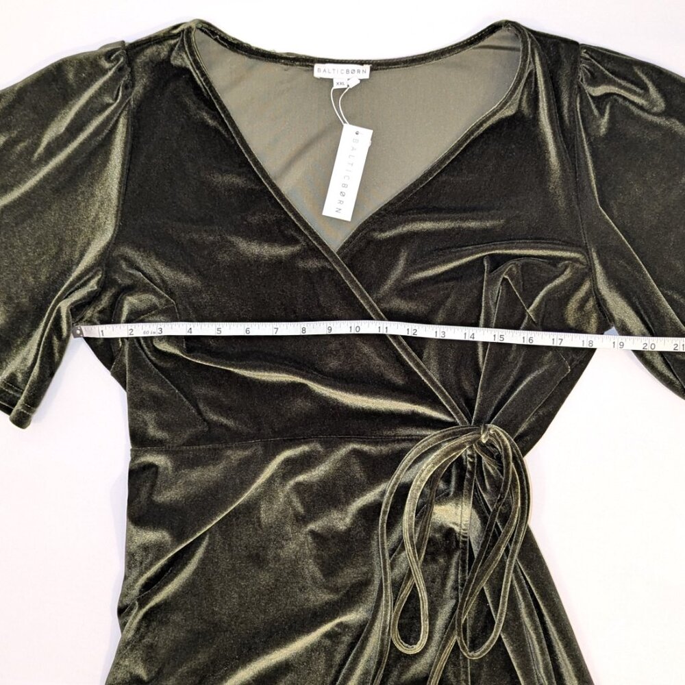 NWT Baltic Born | Katelyn Dark Olive Green Velvet Maxi Wrap Dress | Size XXL - Picture 13 of 15